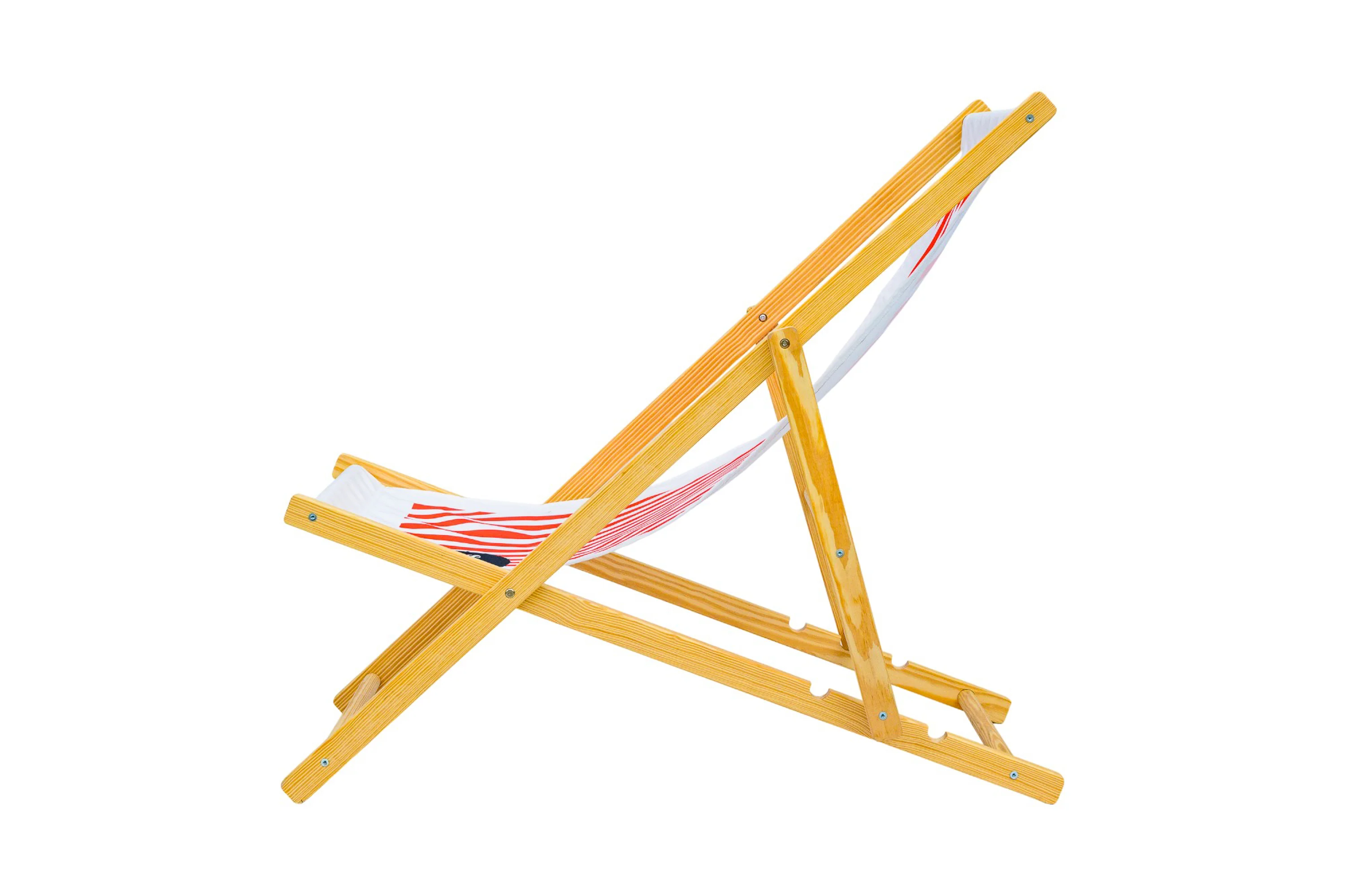 Ebb and Flow Wooden Deckchair - Red - Image 3